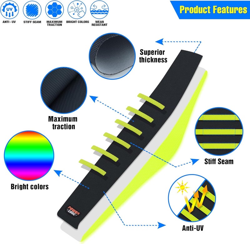 MCHMFG Universal Ribbed Dirt Bike Seat Cover - Gripper Soft Seat Cover for Most Dirt Pit Bike Motorcycle Neon-Black - Image 2